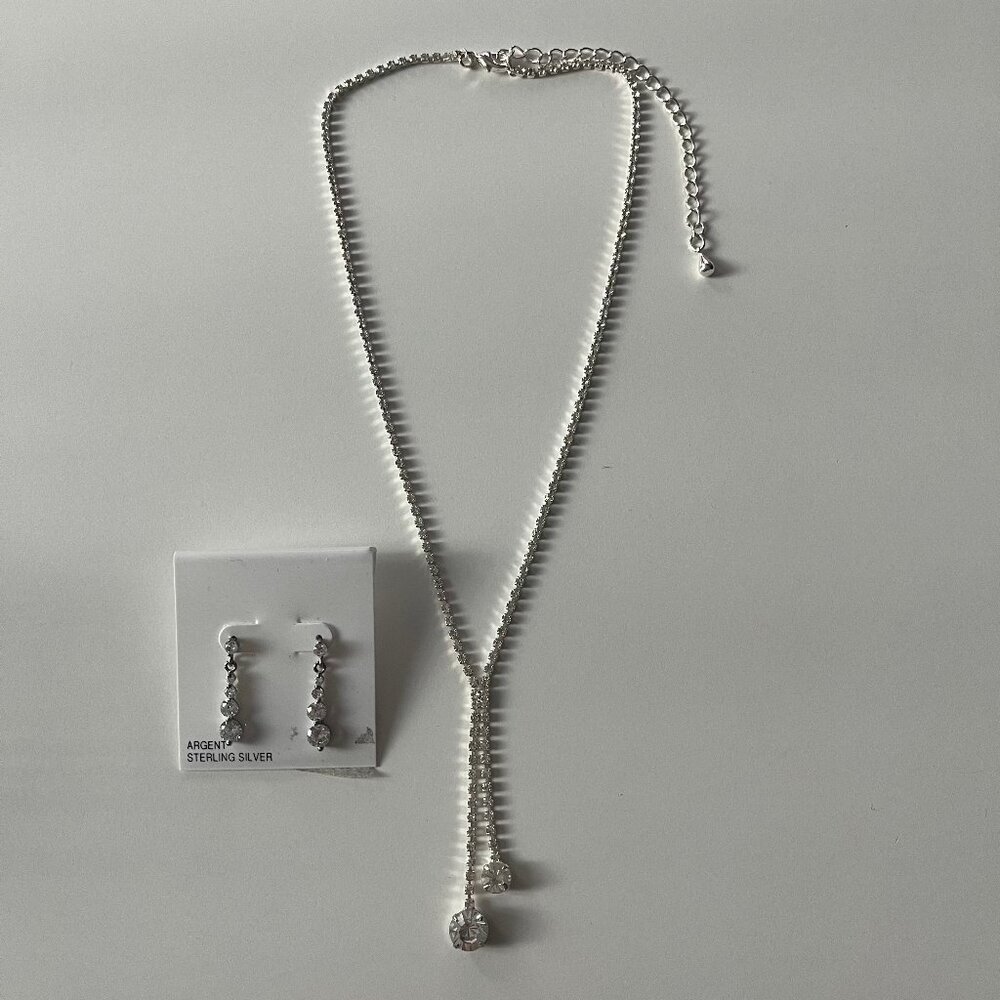 Rhinestone Necklace & Earring Set